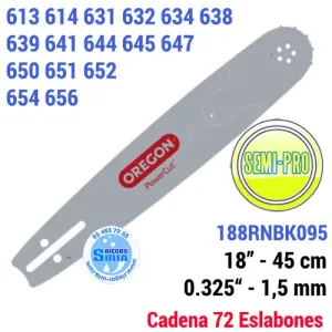 188RNBK095 Oregon BARRA Puntera RECAMBIABLE  0.325" 45cm