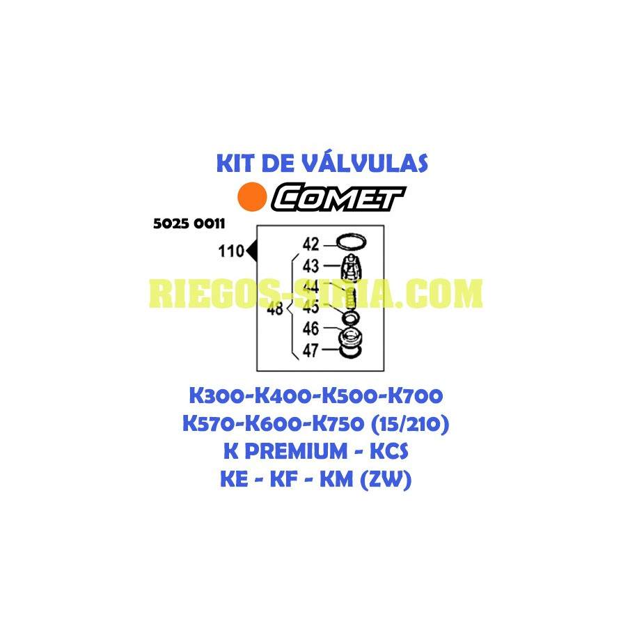 Kit de Válvulas Comet K KPREMIUM KCS KE KF KM 5025 0011