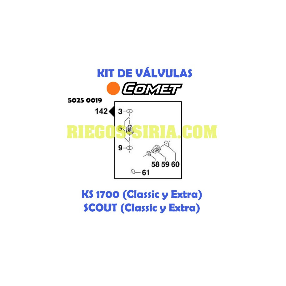 Kit Válvulas Comet KS 1700 SCOUT 5025 0019