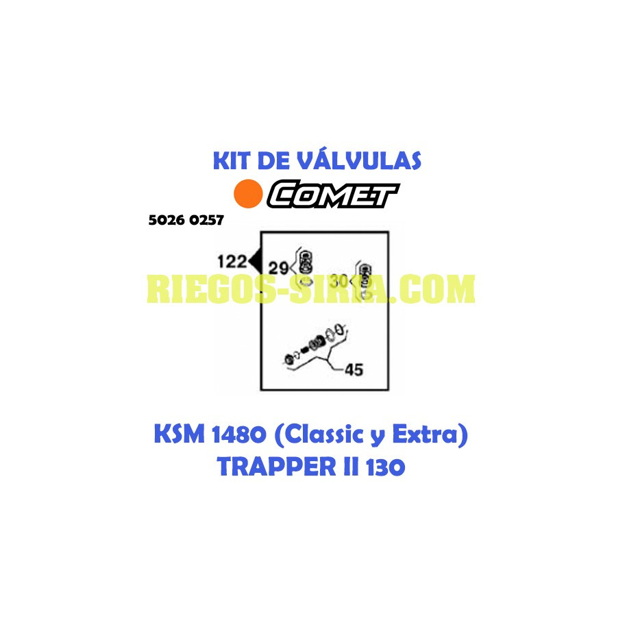 Kit Válvulas Comet KSM 1480 TRAPPER II 130 5026 0257