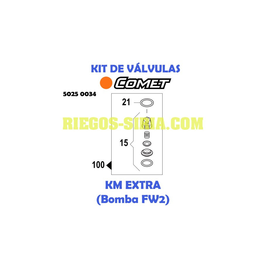 Kit Válvulas Comet KM EXTRA (Bomba FW2) 5025 0034