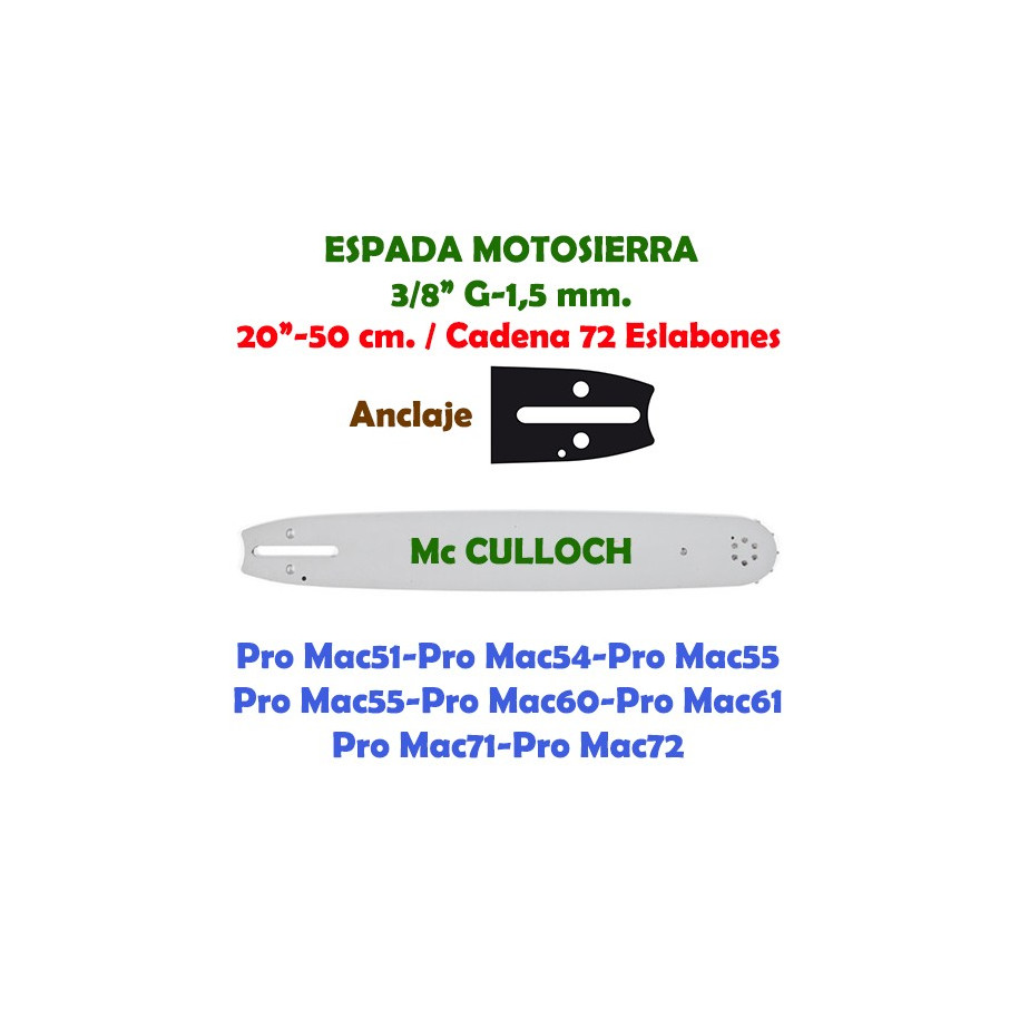 Espada Motosierra Mc Culloch 3/8" 0.058" 50 cm. 120118