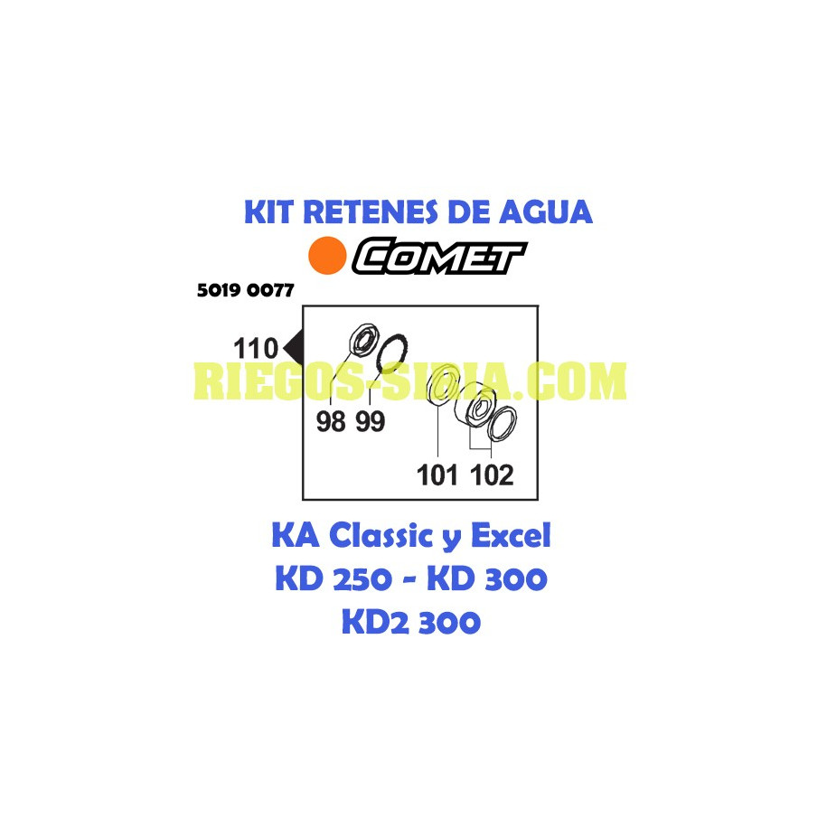 Kit Retenes Agua Comet KA y KD 5019 0077