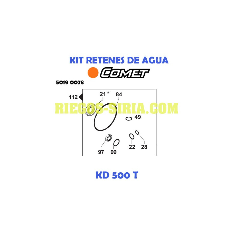 Kit Retenes Agua Comet KD 500 T 5019 0078