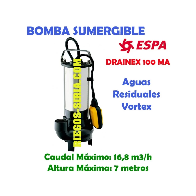 DRAINEX 302 Espa BOMBA Sumergible ACHIQUE Aguas SUCIAS 1,50CV